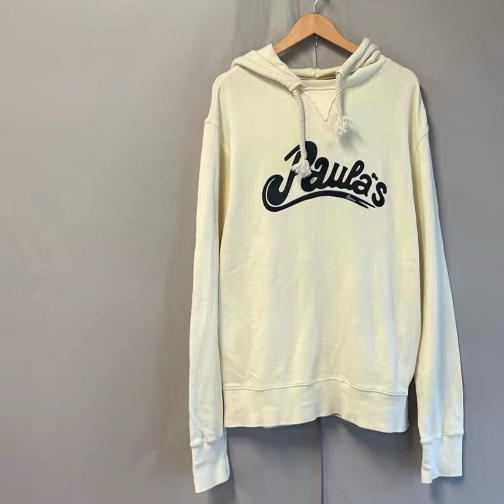 🚩steal authentic Loewe Off-White Hoodie with Navy Script